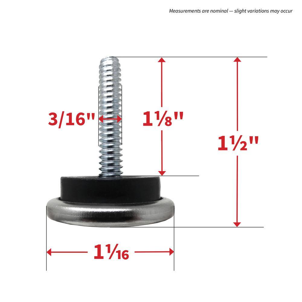 Everbilt 1-116 in. Round Threaded Stem Leveling Furniture Glides for Floor Protection (4-Pack) 4603644EB