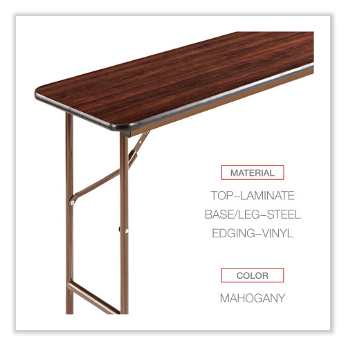 Alera Wood Folding Table， Rectangular， 59.88w x 17.75d x 29.13h， Mahogany (FT726018MY)