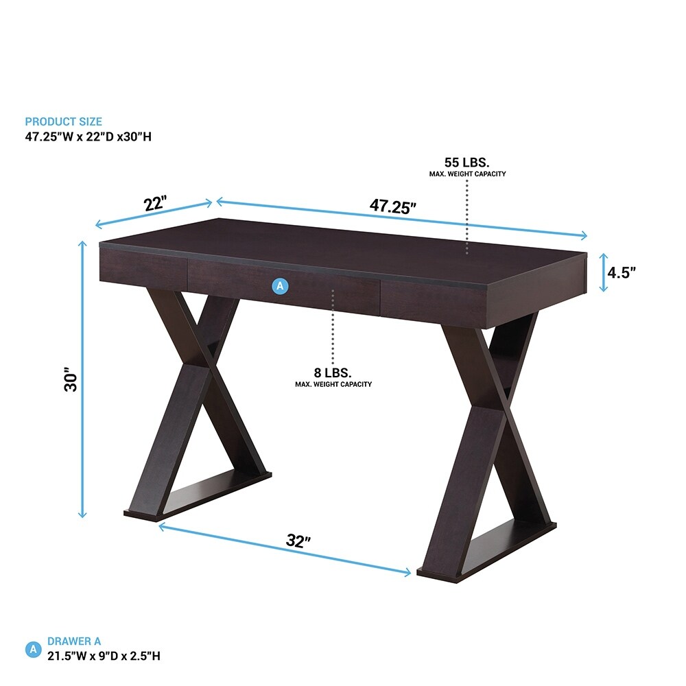 Espresso Trendy Writing Desk with Drawer