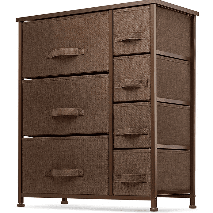 Ubesgoo 7 Drawers Vertical Dresser Storage, Classic Wood Brown