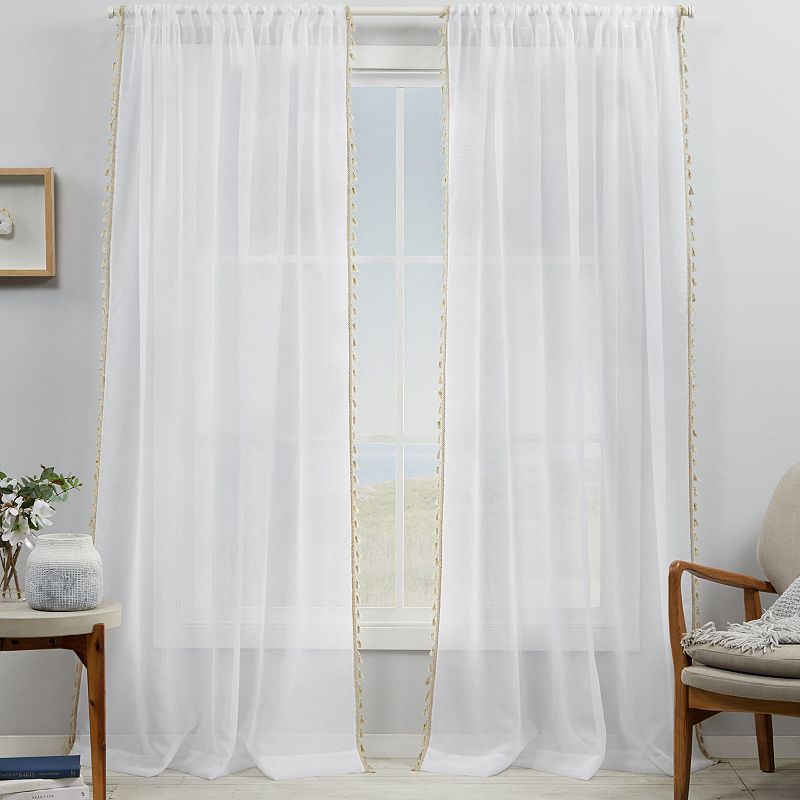 Exclusive Home 2-pack Tassels Embellished Sheer Window Curtains