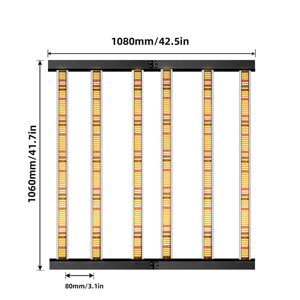 WYZM 45 in. 1500-Watt HPS Equivalence 640-Watt Grey Indoor Grow Light 3000K Warm White Full Spectrum LED YX-8-F