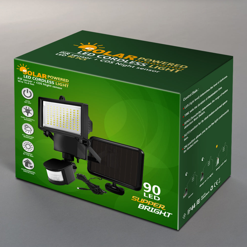 Costech LED Solar Light， Ultra-Bright Outdoor Weatherproof Lamp Black， Motion sensor Activated