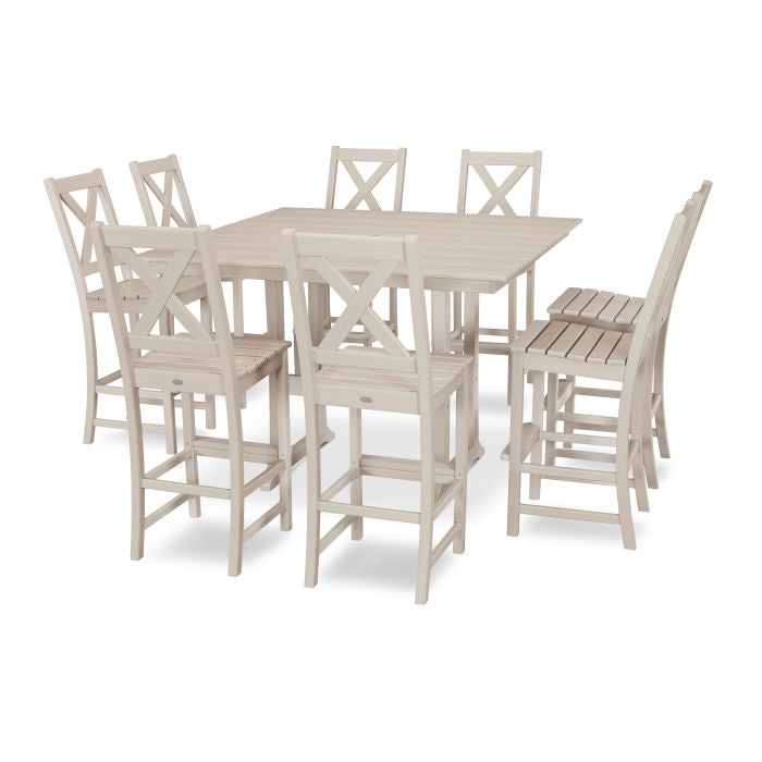 Polywood Braxton 9-Piece Farmhouse Trestle Bar Set PWS514-1