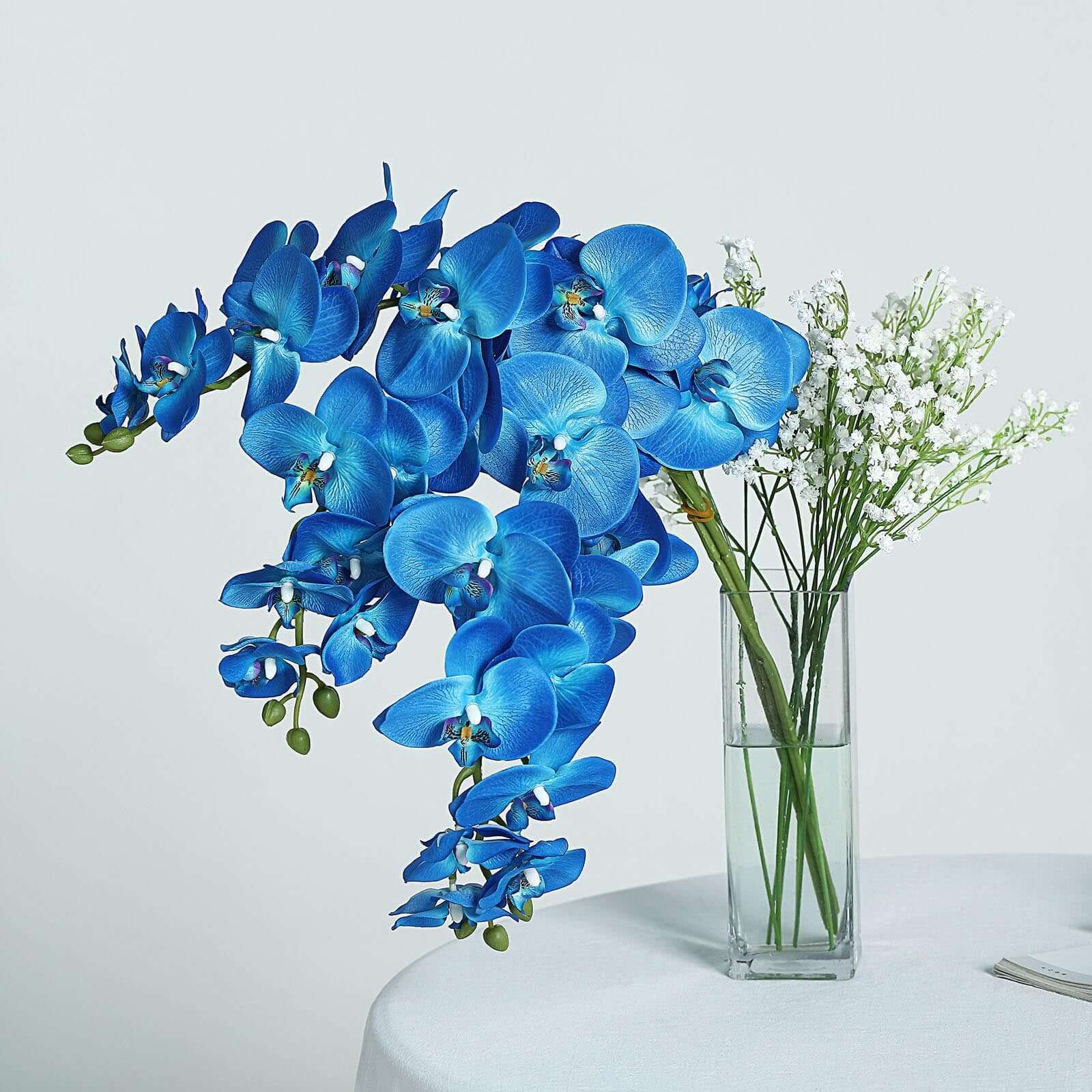 2 Stems Royal Blue Artificial Silk Orchid Flower Bouquets 40