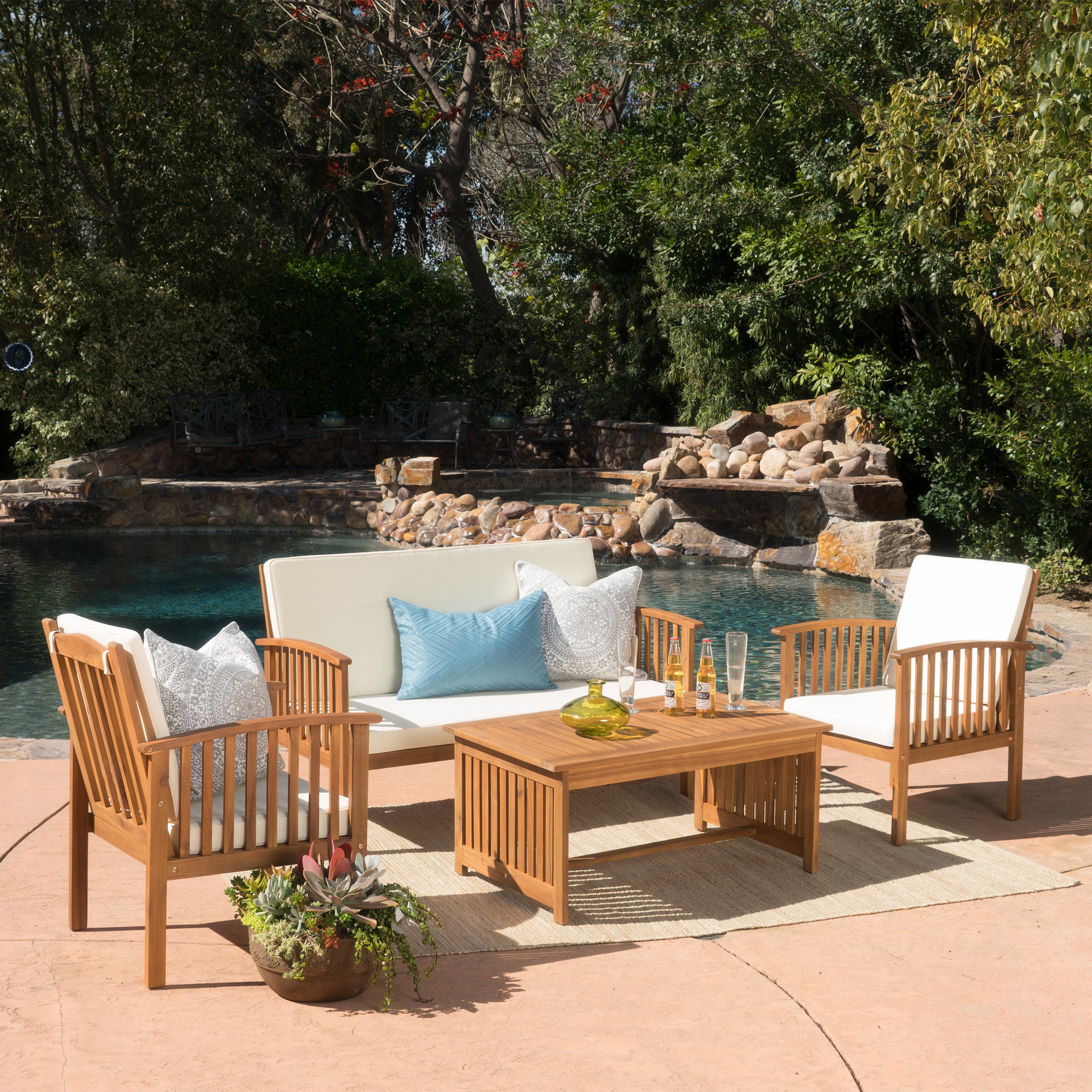 Cape Town Acacia Wood Outdoor Sofa Set