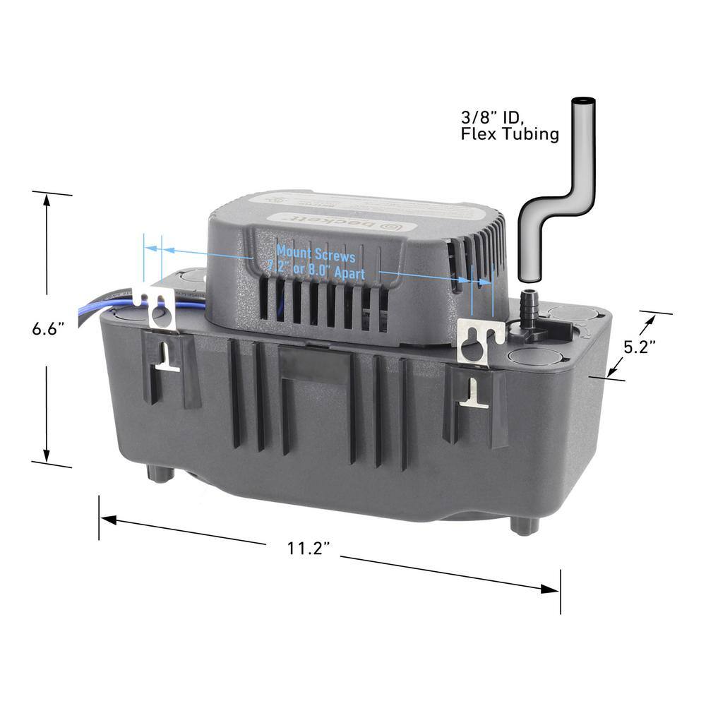 BECKETT Medium 230-Volt Condensate Removal Pump with Safety Switch and tubing 22 ft. Max Lift BK222TUL