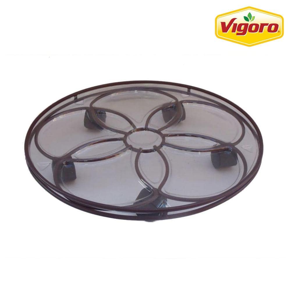 Vigoro 17 in. Black Metal Plant Caddy (17 in. D x 2.8 in. H) with Wheels 154273