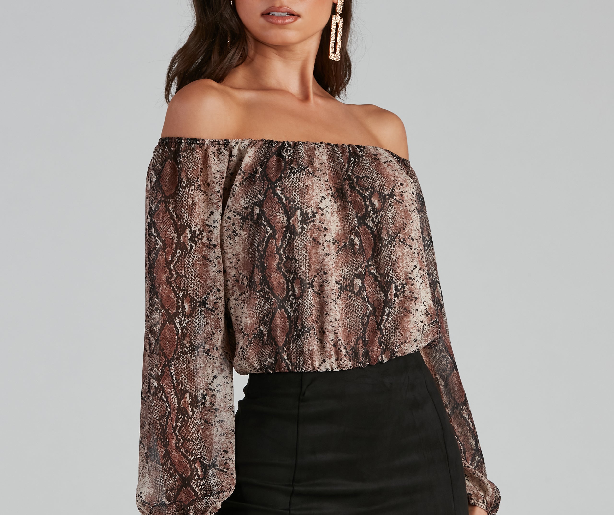 Chic Viper Chiffon Off-The-Shoulder Top