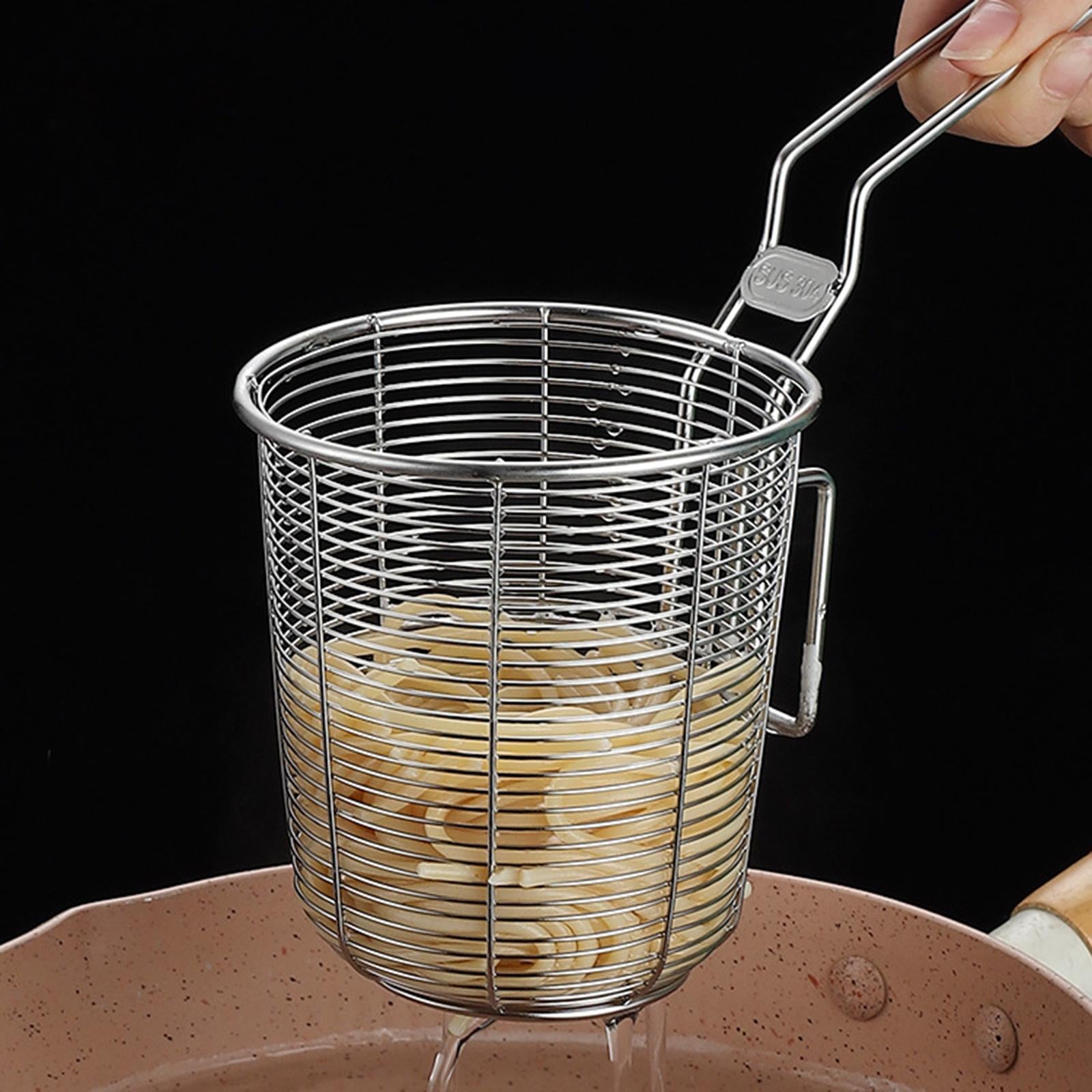 Frying Basket with Handle Food Presentation Tableware Easy Clean for Cooking 12cm