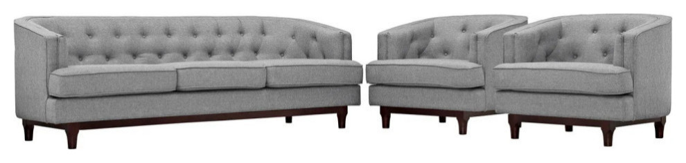 Violet Light Gray Living Room Set Set of 3   Midcentury   Living Room Furniture Sets   by Virgil Stanis Design  Houzz