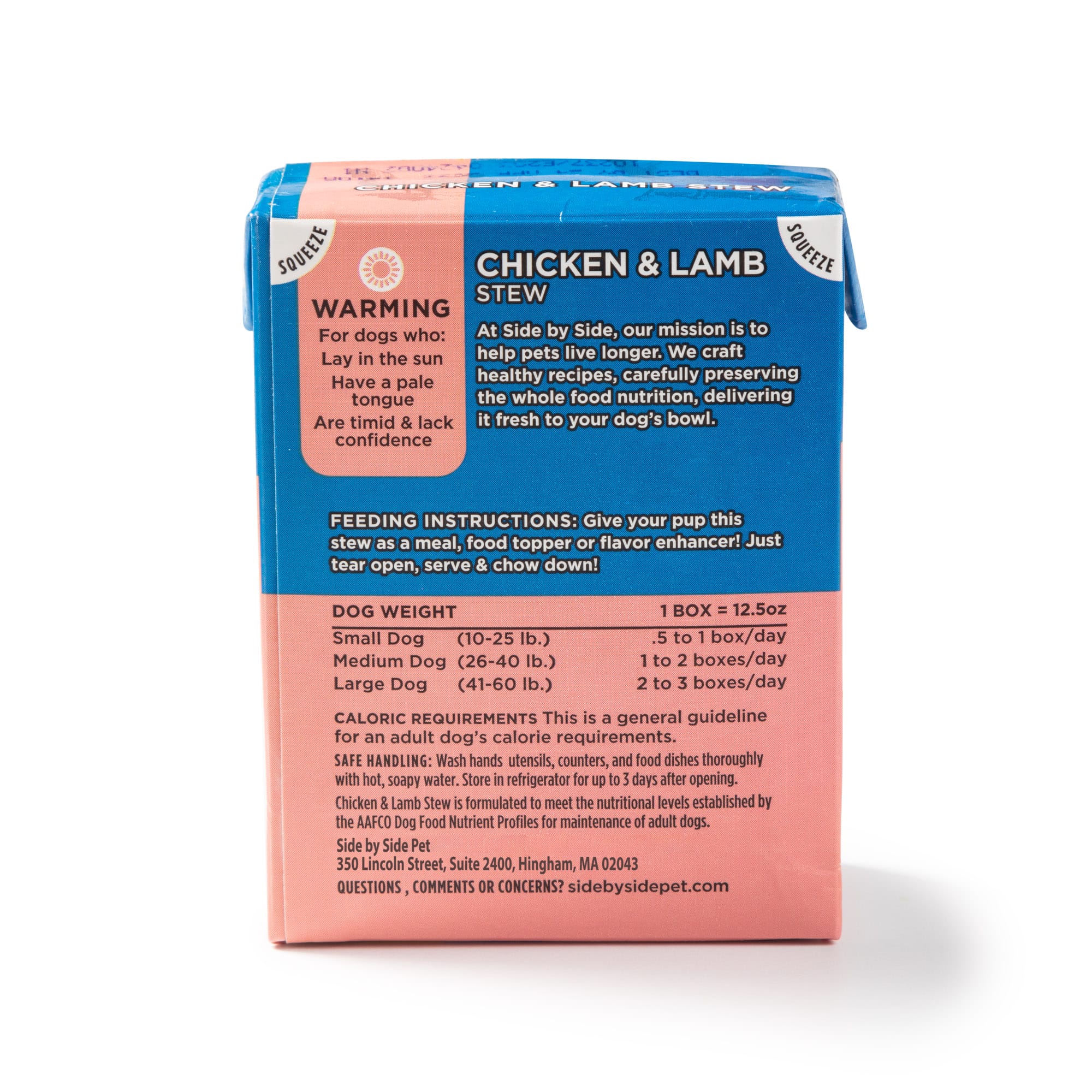 Side By Side Warming Chicken and Lamb Hearty Tetra Stews For Dog