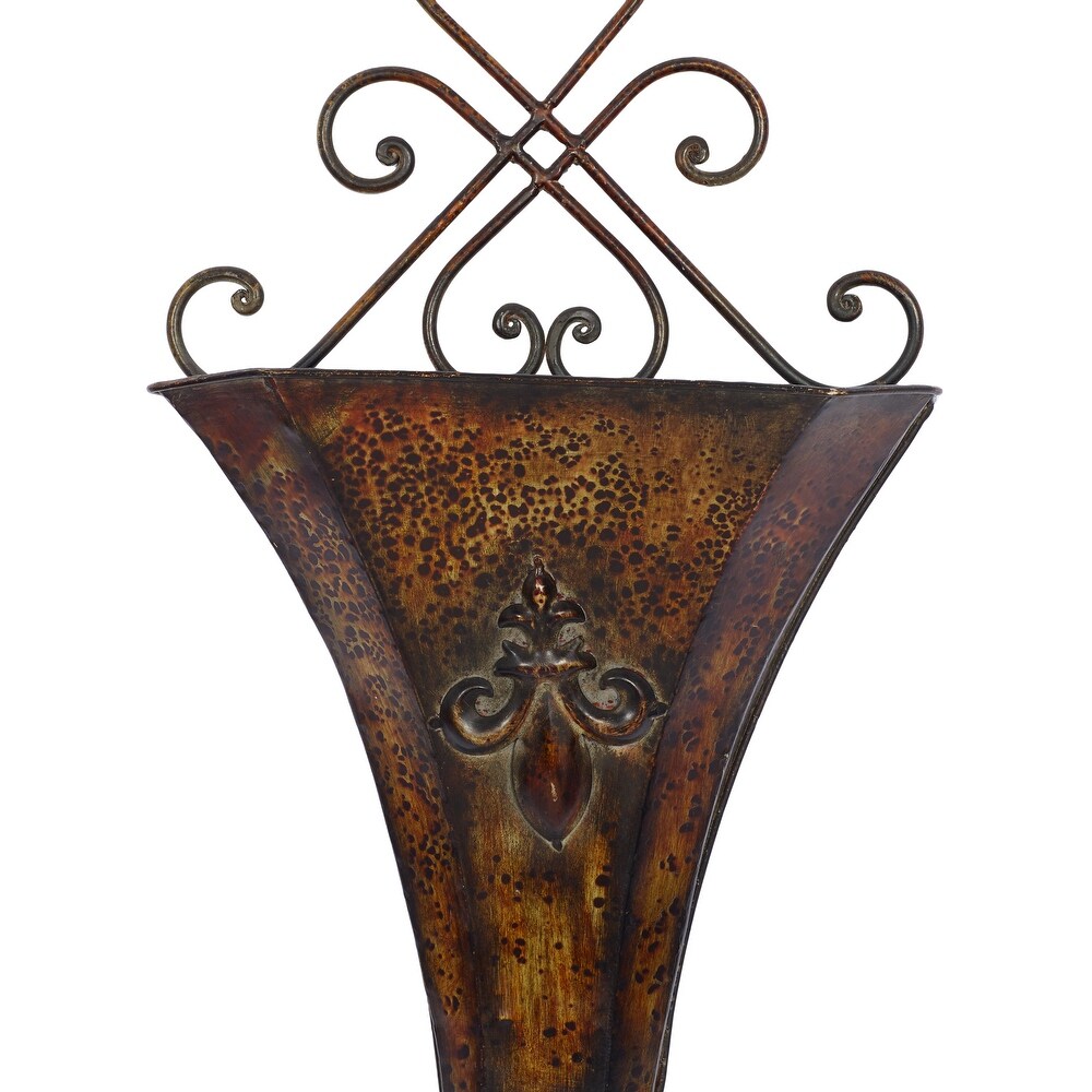 Brown Metal Indoor Outdoor Hanging Scroll Wall Planter (Set of 2)   S/2 22\