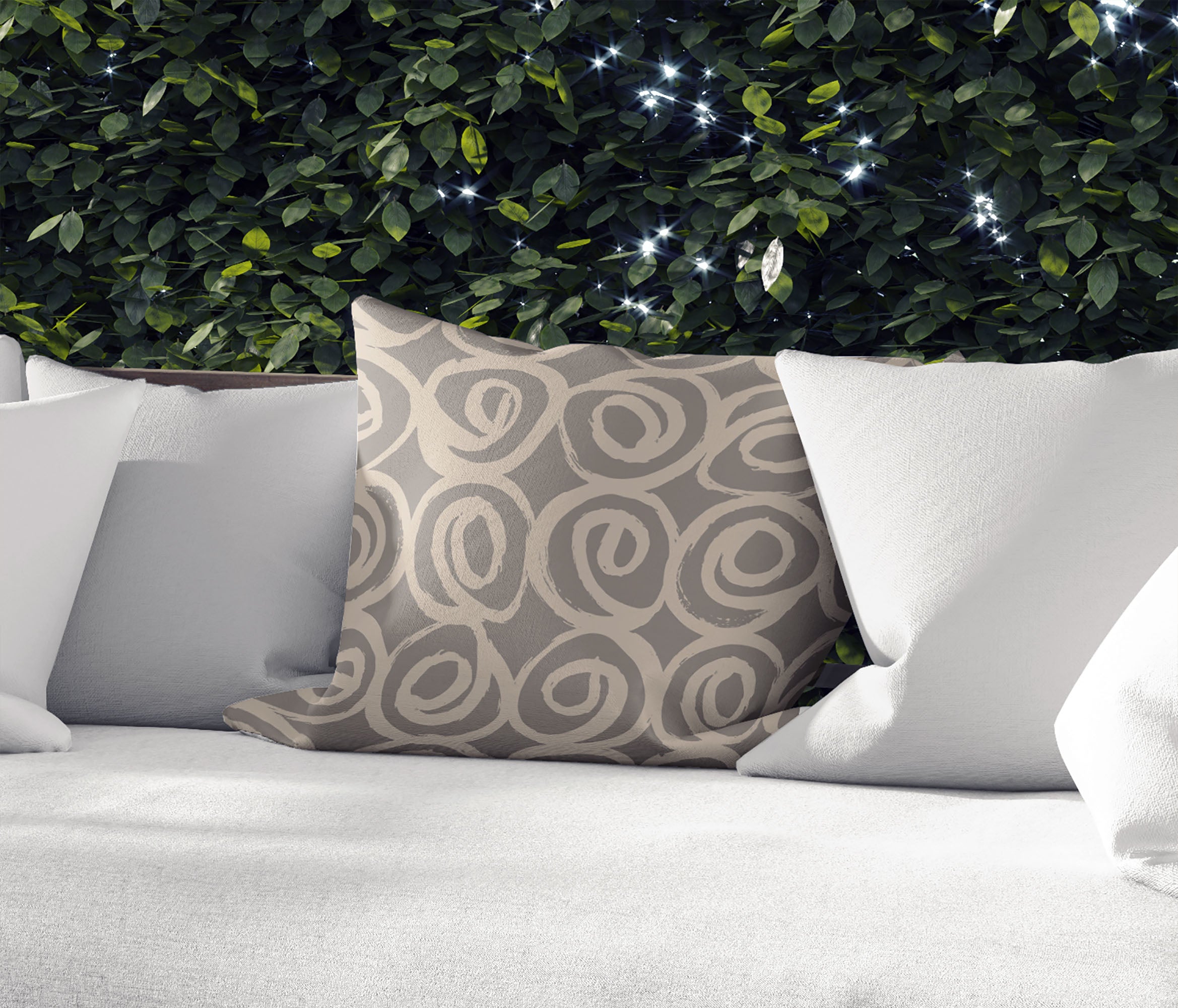 Roses Abstract Taupe Outdoor Pillow by Kavka Designs