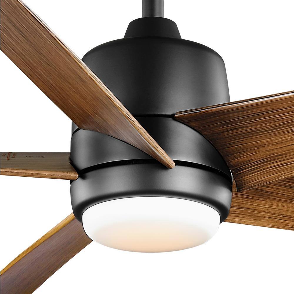 Hampton Bay Mena 54 in. White Color Changing Integrated LED IndoorOutdoor Matte Black Ceiling Fan with Light and Remote Control 58919