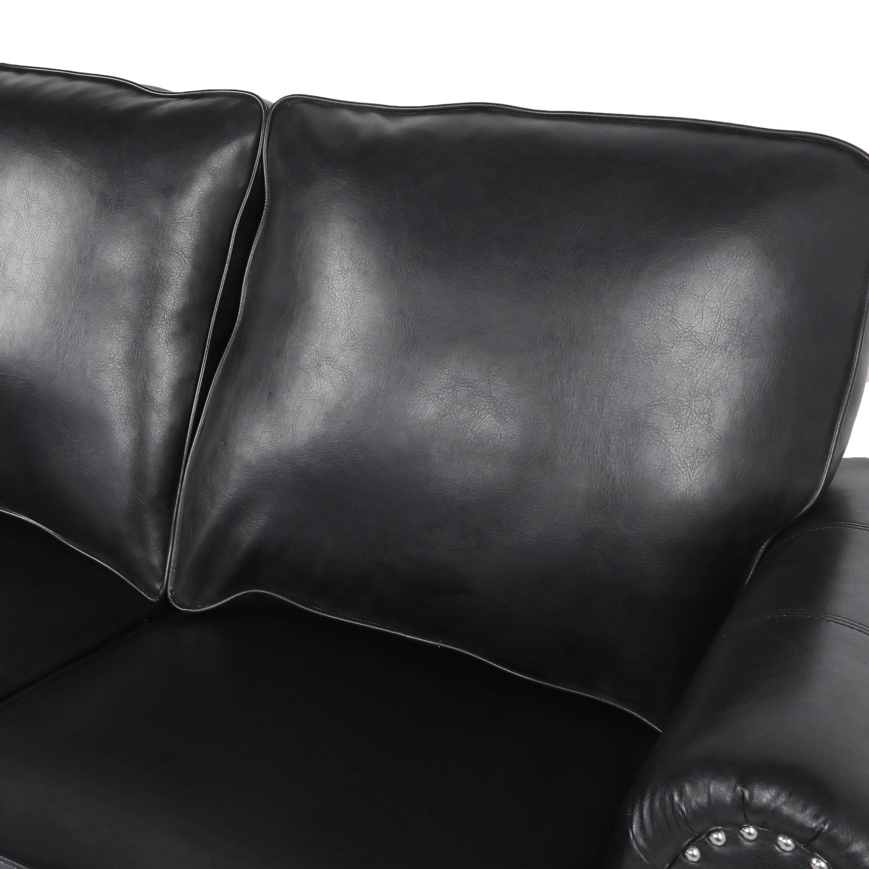 Pochelon Contemporary Faux Leather Loveseat with Nailhead Trim