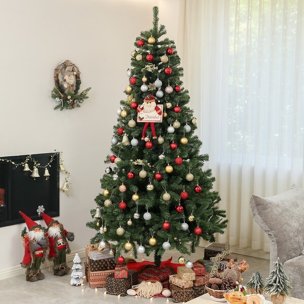 6ft/7.5ft/9ft Artificial Christmas Tree with AutoOpen Branches，FullBodied Look and Durable Steel Base for Home Decor