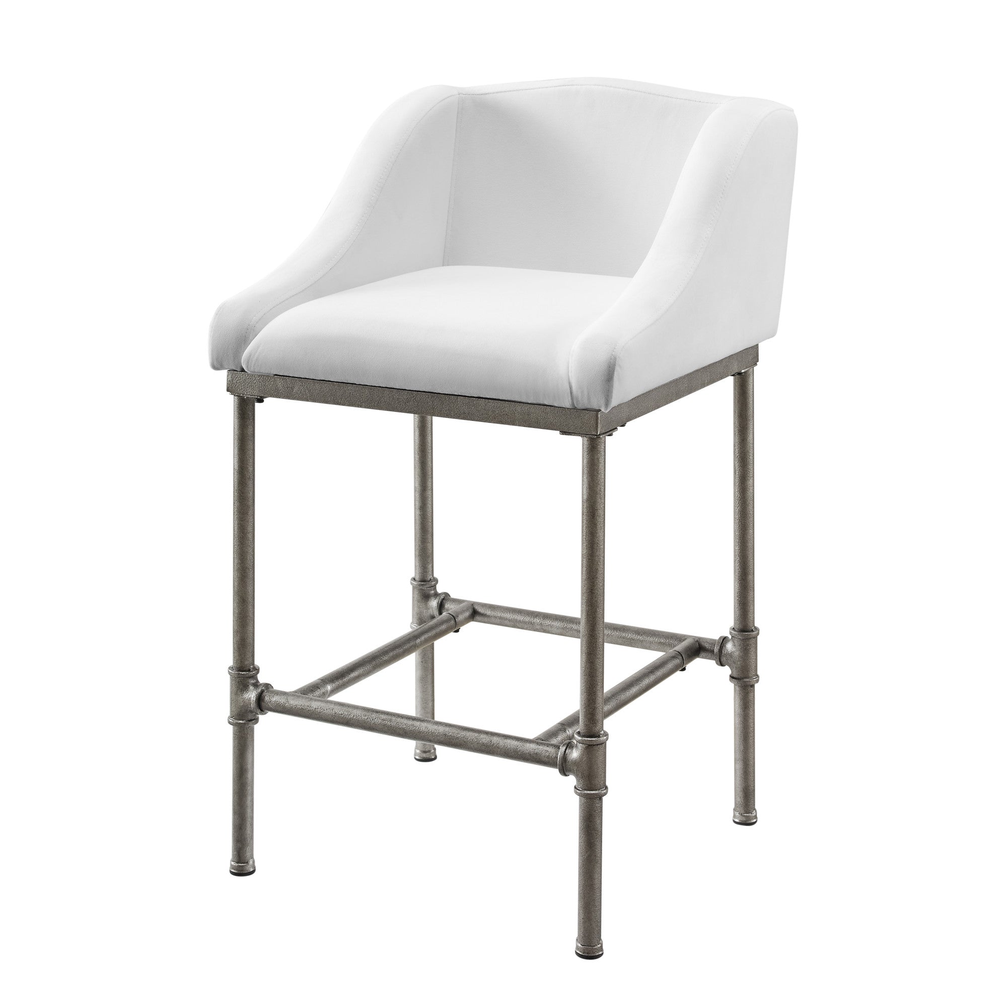 Hillsdale Furniture Dillon Industrial Silver Metal Upholstered Counter Height Stool， White