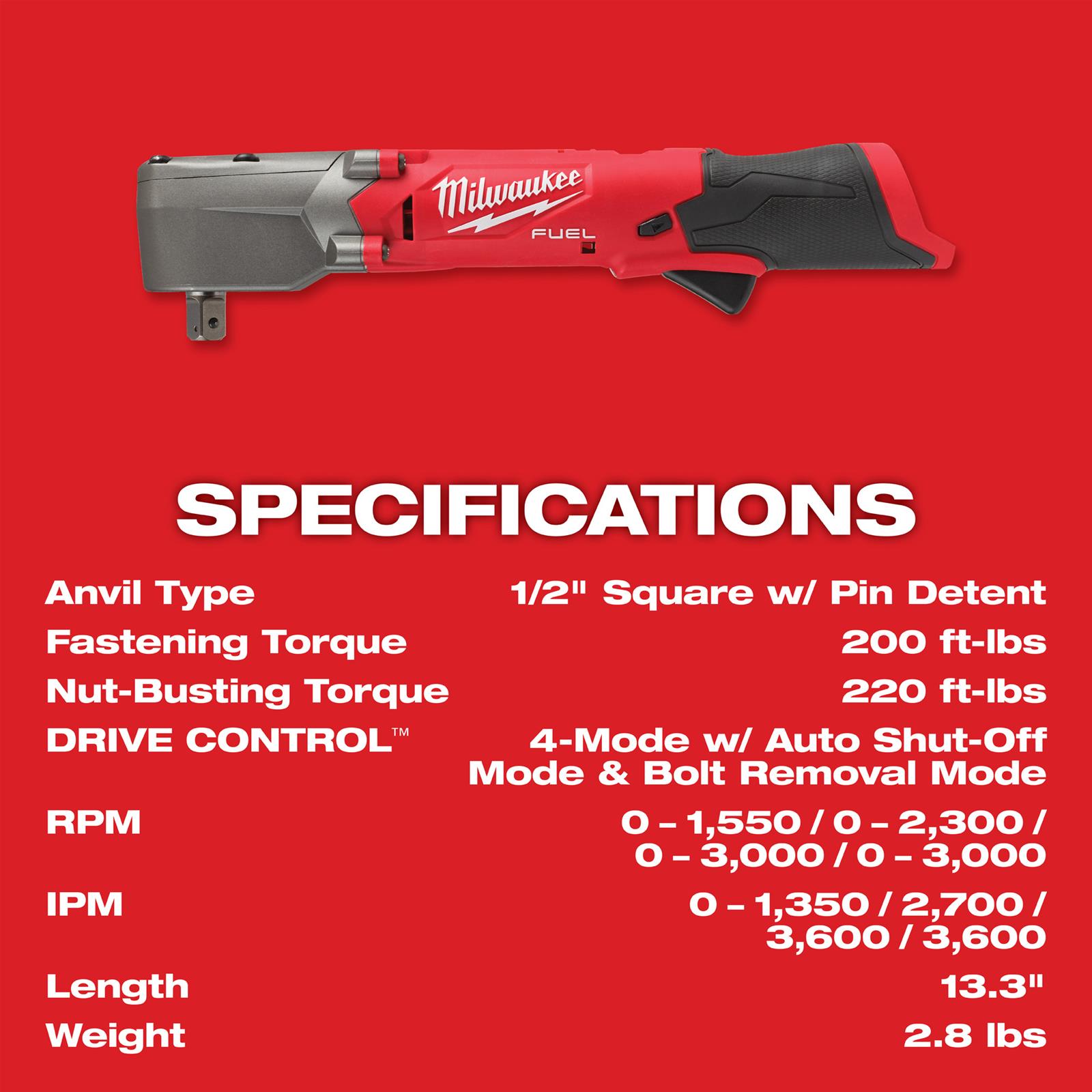 Milwaukee Tool 2565P-20 Milwaukee M12 FUEL Right Angle Impact Wrenches