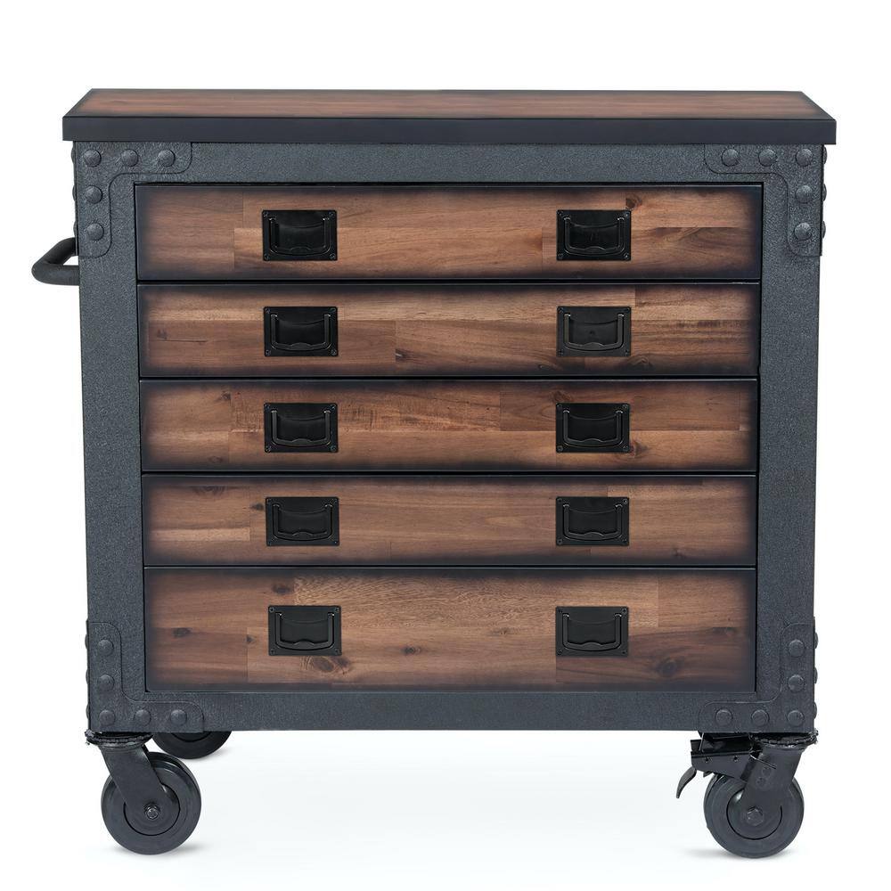 DURAMAX 36 in. 5-Drawer Wood Top Roller Cabinet Tool Chest 68006