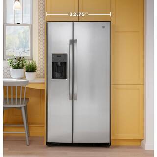 GE 23.0 cu. ft. Side by Side Refrigerator in Fingerprint Resistant Stainless Steel Standard Depth ENERGY STAR GSE23GYPFS