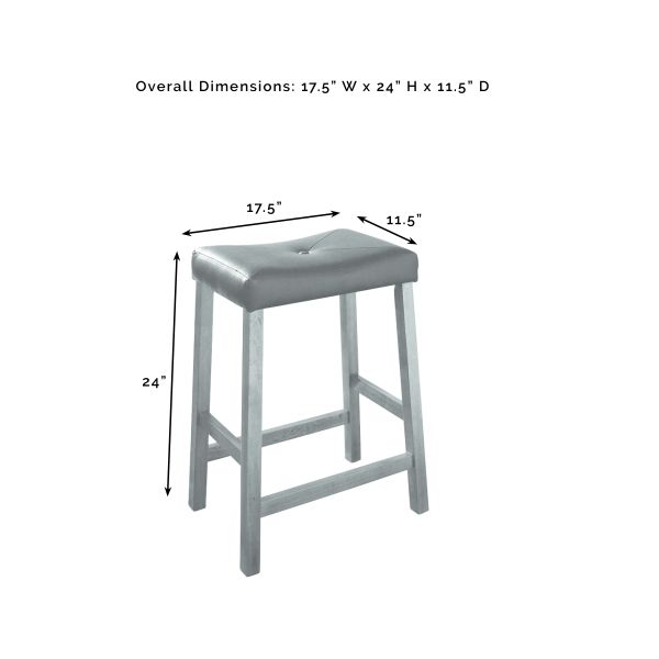 Wood Top Kitchen Prep Cart W/Uph Saddle Stools