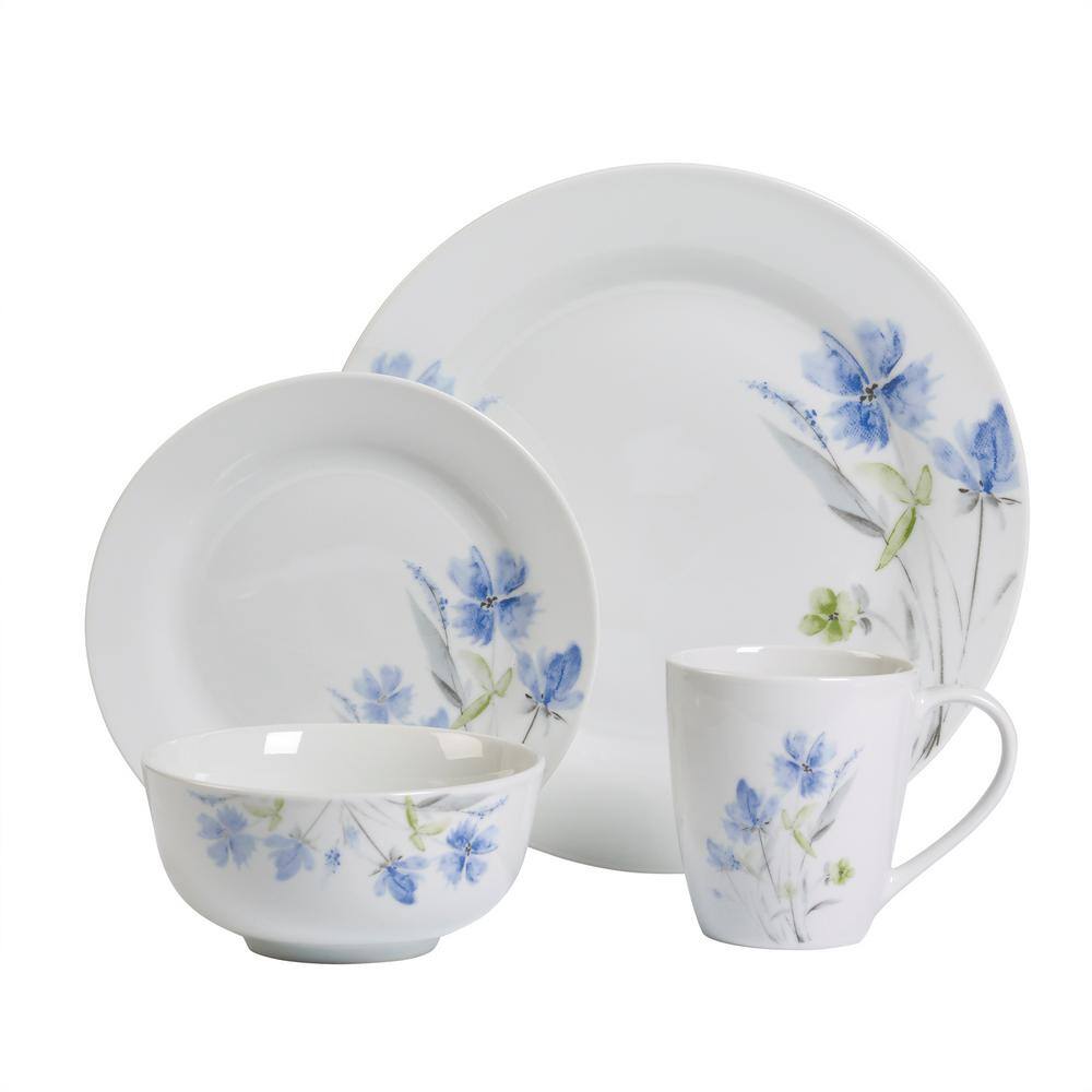 Tabletops Gallery 16-Piece Casual White with Pattern Ceramic Dinnerware Set (Service for 4) TTU-83700-EC