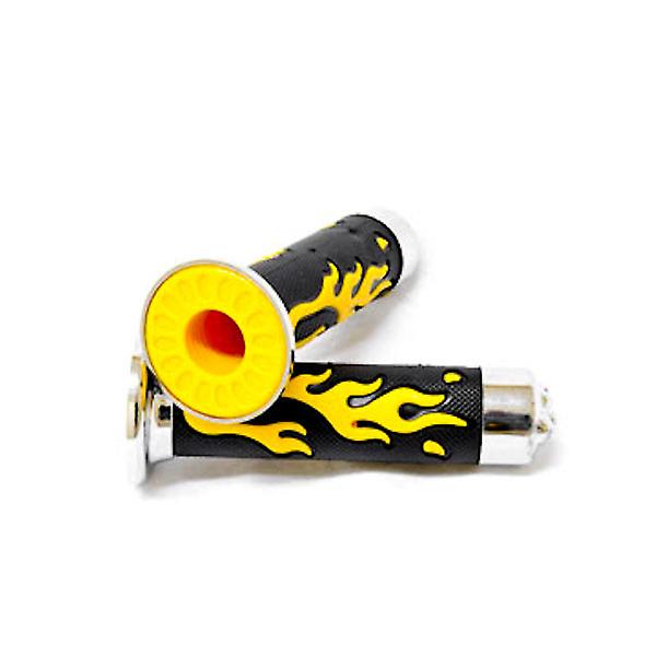 ATV / PWC Chrome Skull Hand Grips Yellow Flame Set Compatible with Polaris Badger