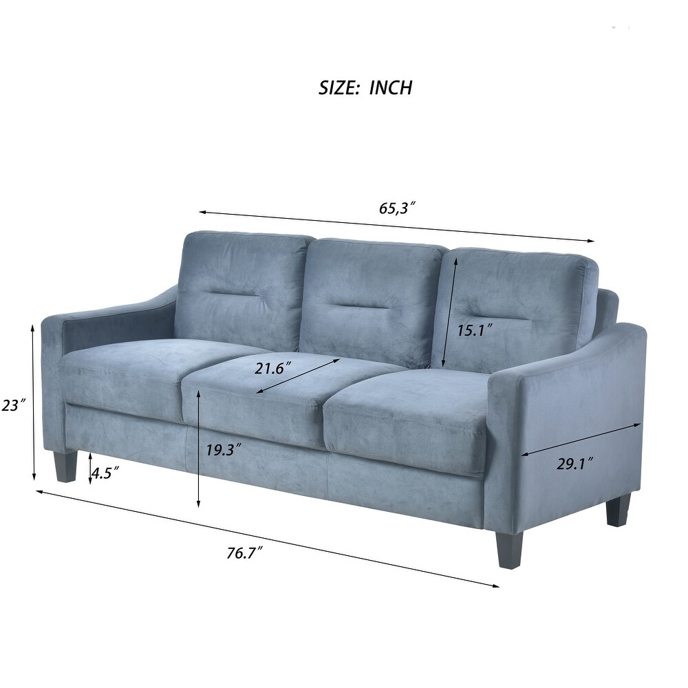 3 Seater/ Loveseat/ Single Sofa Chairs  Linen Fabric Upholstered Couch with Removable Cushions for Living Room  Blue Grey