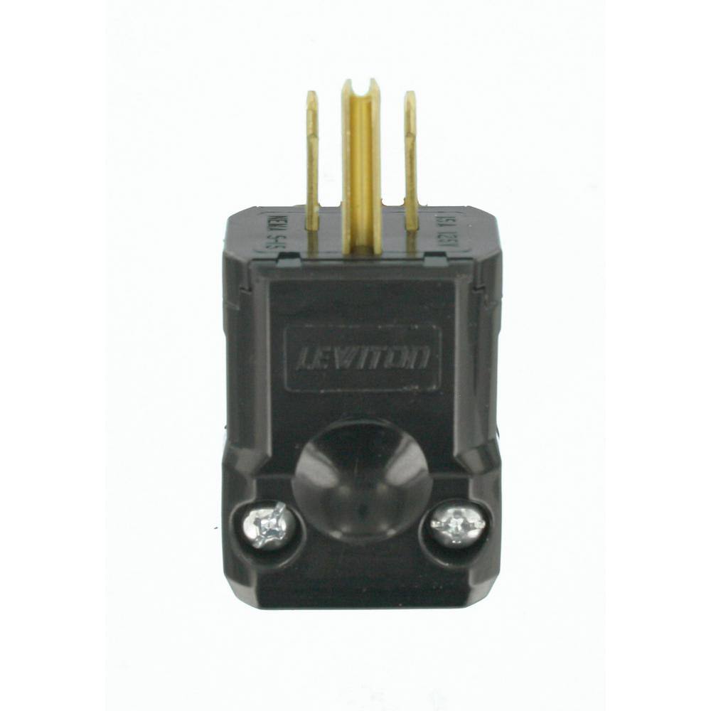 Leviton 15 Amp 125-Volt Python Straight Blade Grounding Plug Black 5256-VB