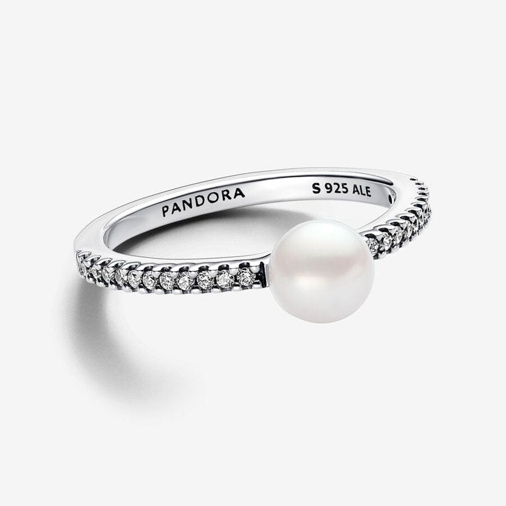 PANDORA  Treated Freshwater Cultured Pearl & Pavé Ring - Sterling Silver