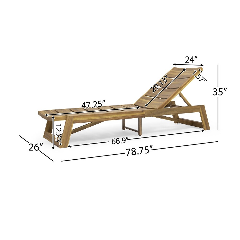 Maki Outdoor Acacia Wood Chaise Lounge (Set of 4) by Christopher Knight Home