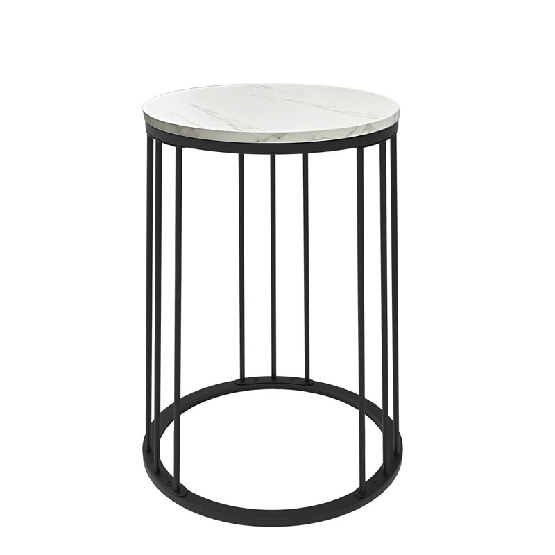 Frana Multi-Purpose Round Side Table with Black Metal Frame and Adjustable Foot Pads