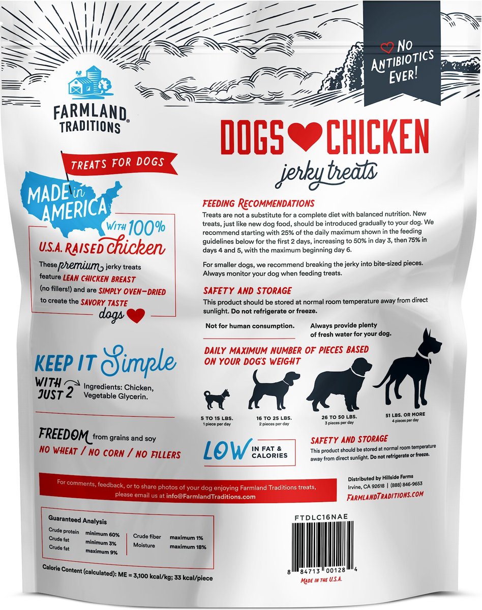 Farmland Traditions Dogs Love Chicken Grain-Free Jerky Dog Treats