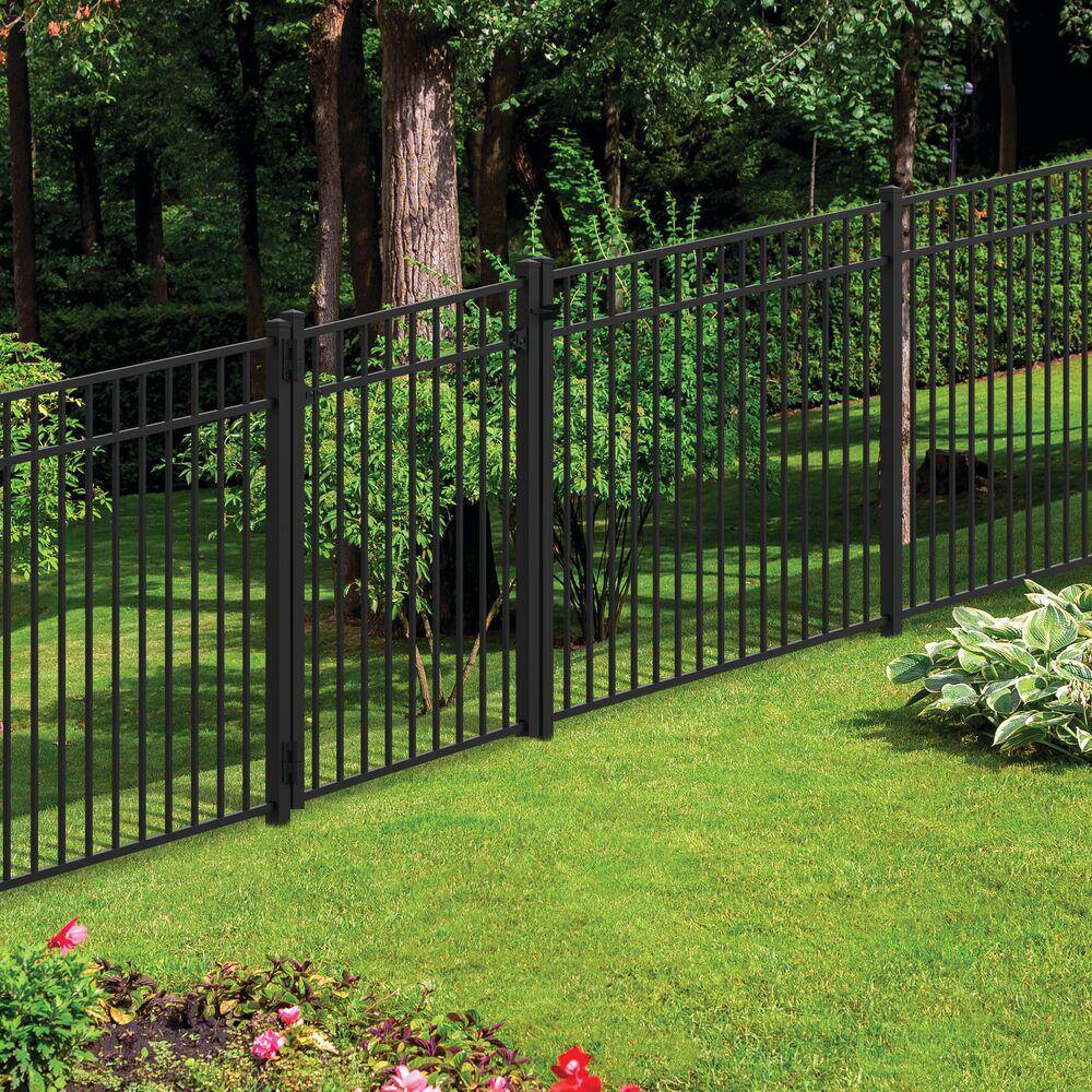 Barrette Outdoor Living 4.5 ft. x 6 ft. Black 3 Rail Aluminum Adjustable Fence Gate Kit 73050585