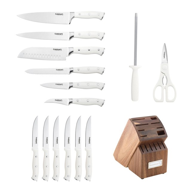 Cuisinart Classic 15pc White Triple Rivet Knife Block Set C77wtr 15p2