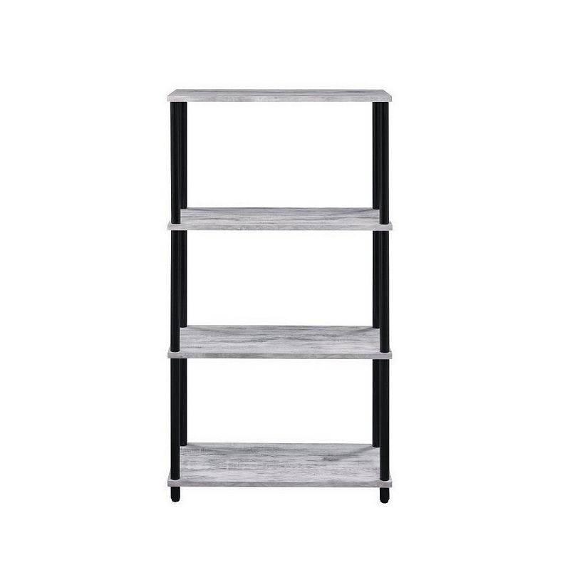 4 Tier Design Bookshelf with Metal Tubular Legs， Antique White