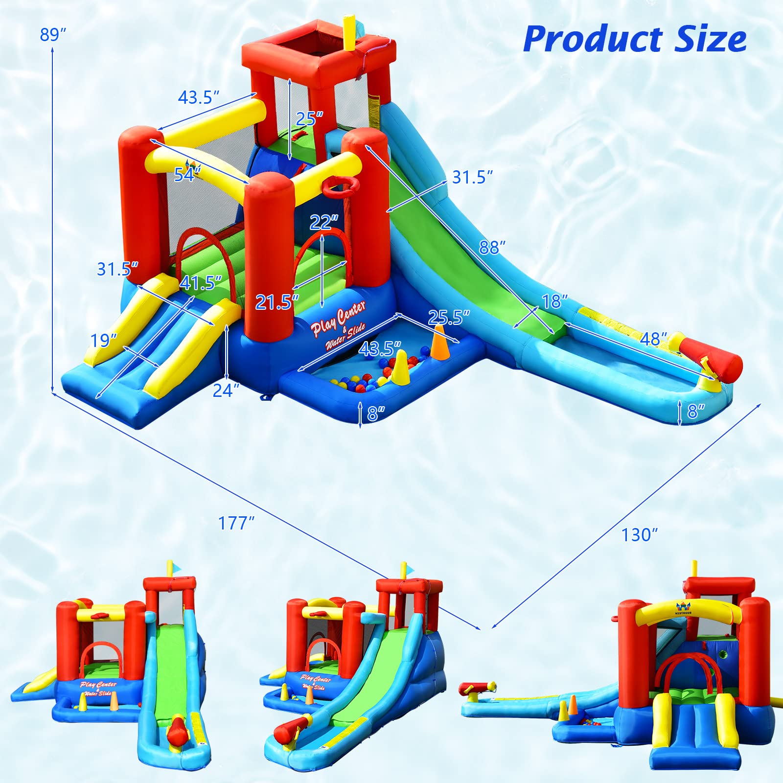 Costzon Inflatable Water Slide, 9 in 1 Giant Kids Water Slide Bounce Castle Combo