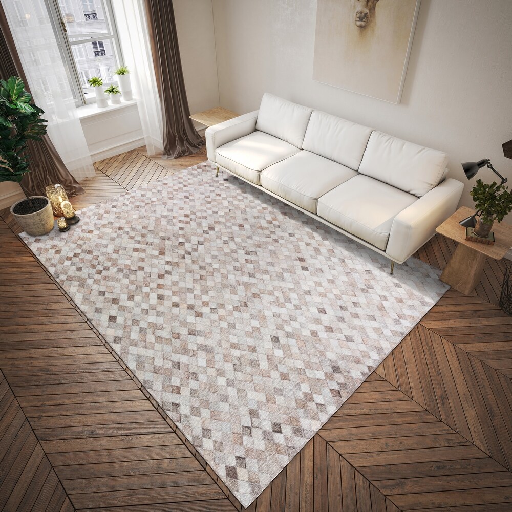 Laredo Micro Diamond Faux Hide Patchwork Area Rug.