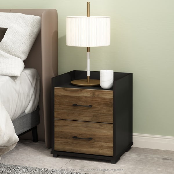 Furinno Tidur Modern Bedroom Bedside Tables Handle 2-Drawer Chest Nightstand - - 37245987