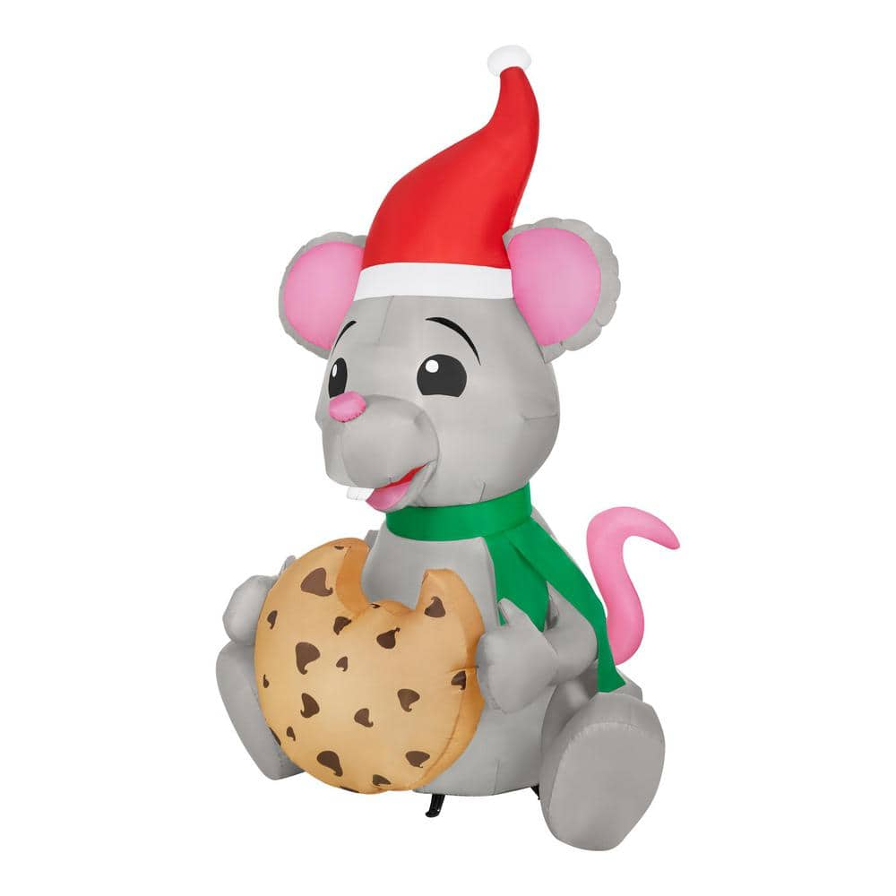 6.5 ft. Animated LED Mouse Eating Cookie Christmas Airblown Inflatable 24GM84487