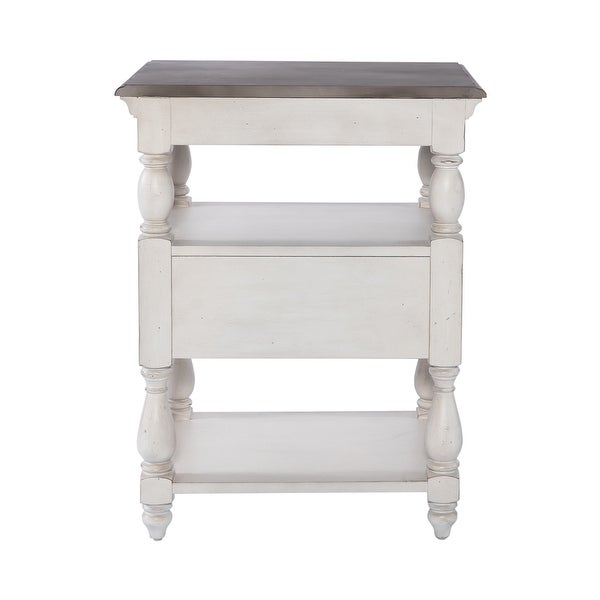 Abbey Road Porcelain White Churchill Brown Drawer End Table