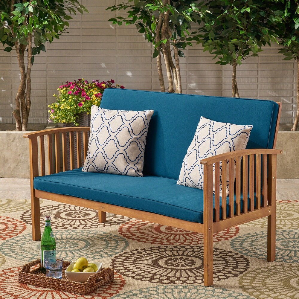 Carolina Outdoor Acacia Wood Loveseat by Christopher Knight Home