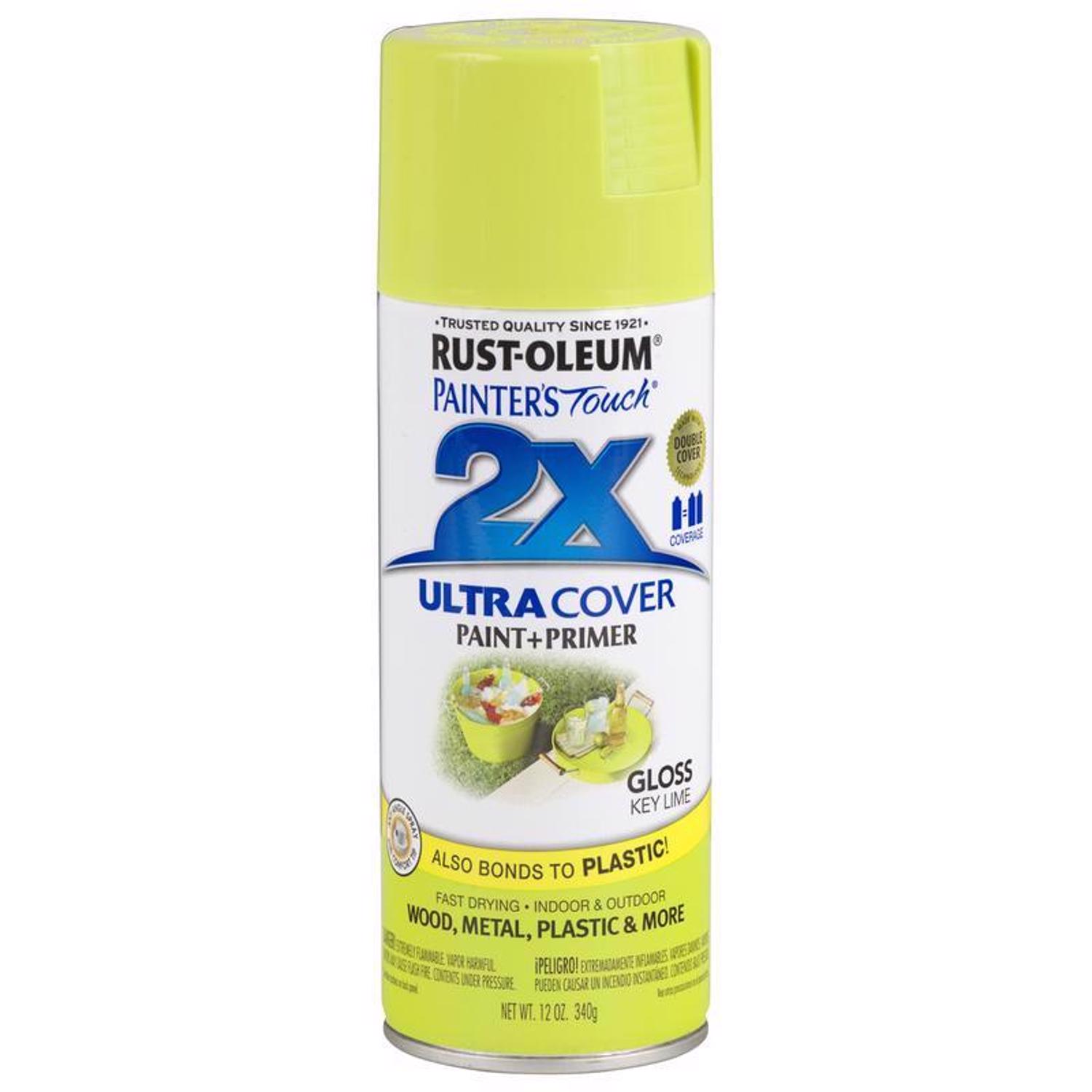 Rust-Oleum Painter\u0027s Touch 2X Ultra Cover Gloss Key Lime Paint+Primer Spray Paint 12 oz