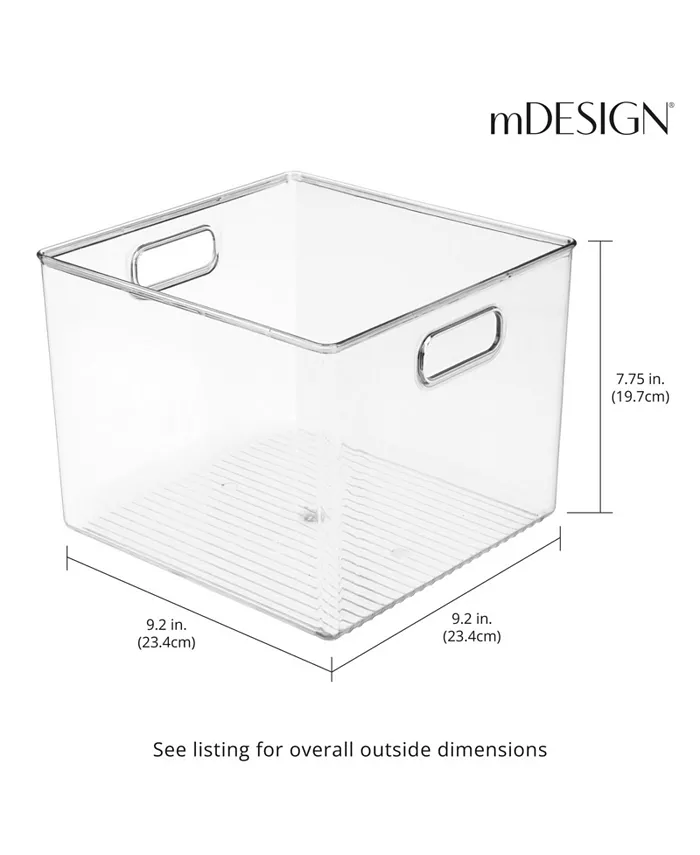 mDesign Plastic Kitchen Pantry Storage Organizer Bin with Handles 2 Pack Clear