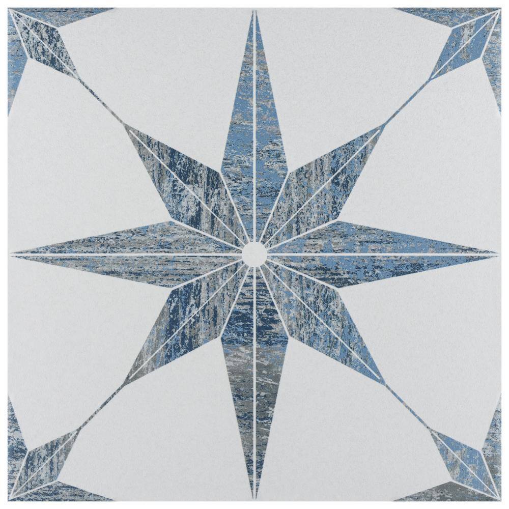 Merola Tile Cassis Stella Blue 9-34 in. x 9-34 in. Porcelain Floor and Wall Tile (10.88 sq. ft.Case) FCD10CSTBL