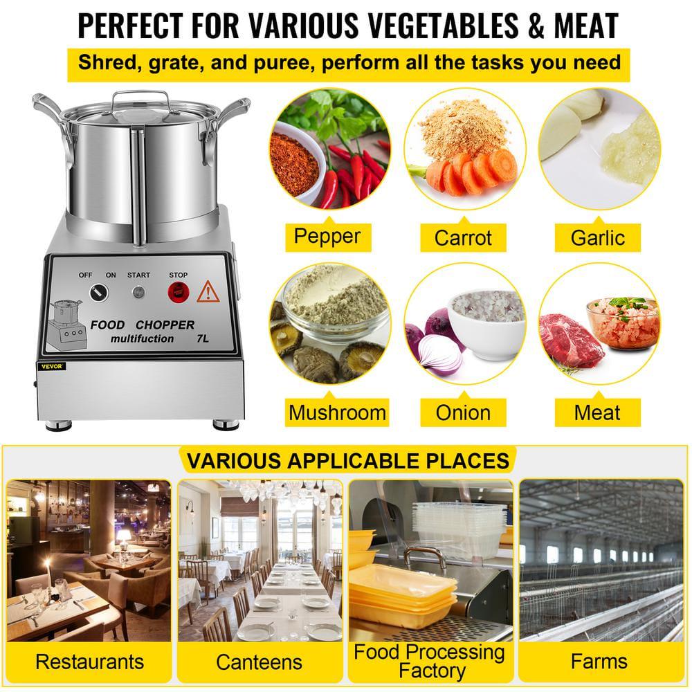 VEVOR 29Cup Silver Commercial Food Processor Stainless Steel Processor Electric Food Cutter Mixer 1400 RPM Grains Mill