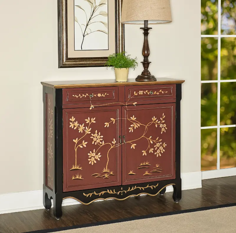 Cillian Red Oriental 2-Door Console