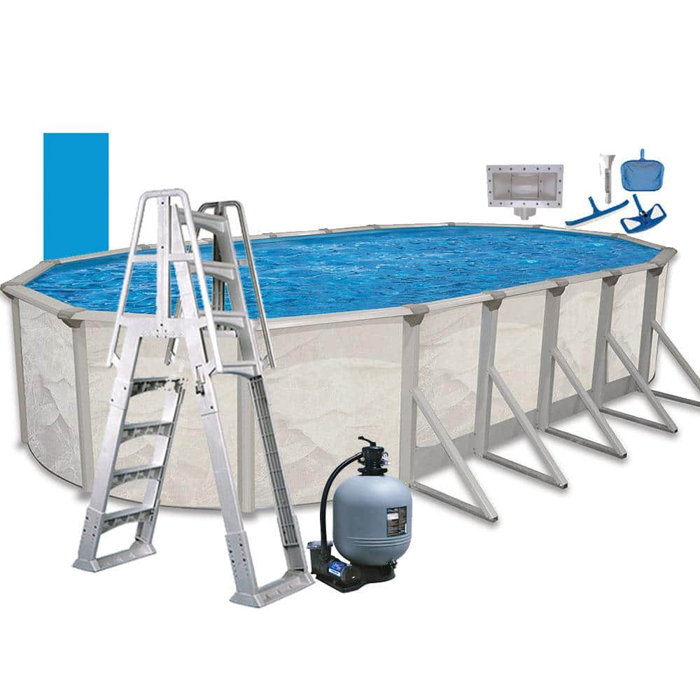 AQUARIAN Independence 12 ft. x 24 ft. Oval 52 in. D Above Ground Hard Sided Pool Package PURBCH122452HD5