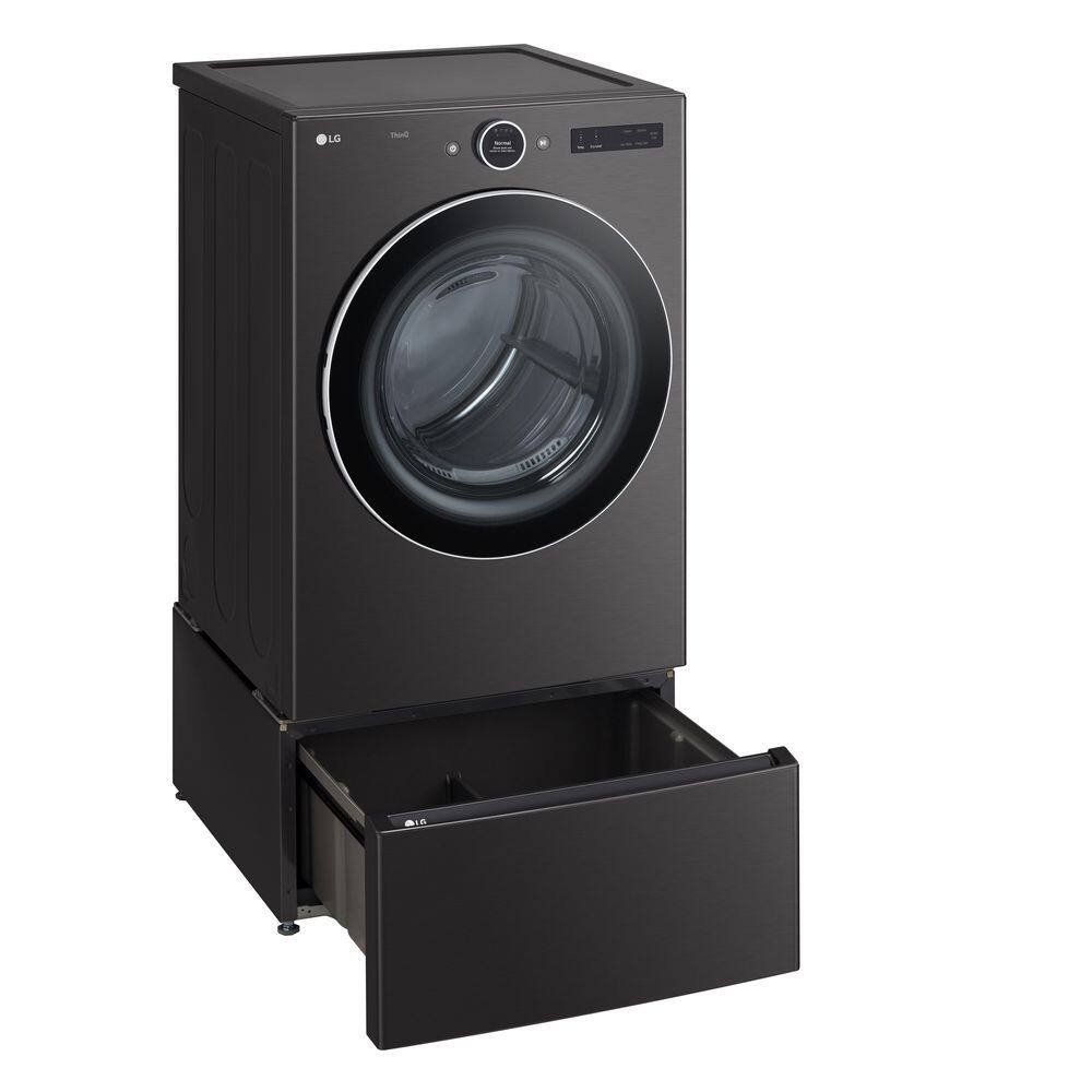 LG 27 in. Laundry Pedestal in Black Steel with Storage Drawer for Washers and Dryers WDP6B